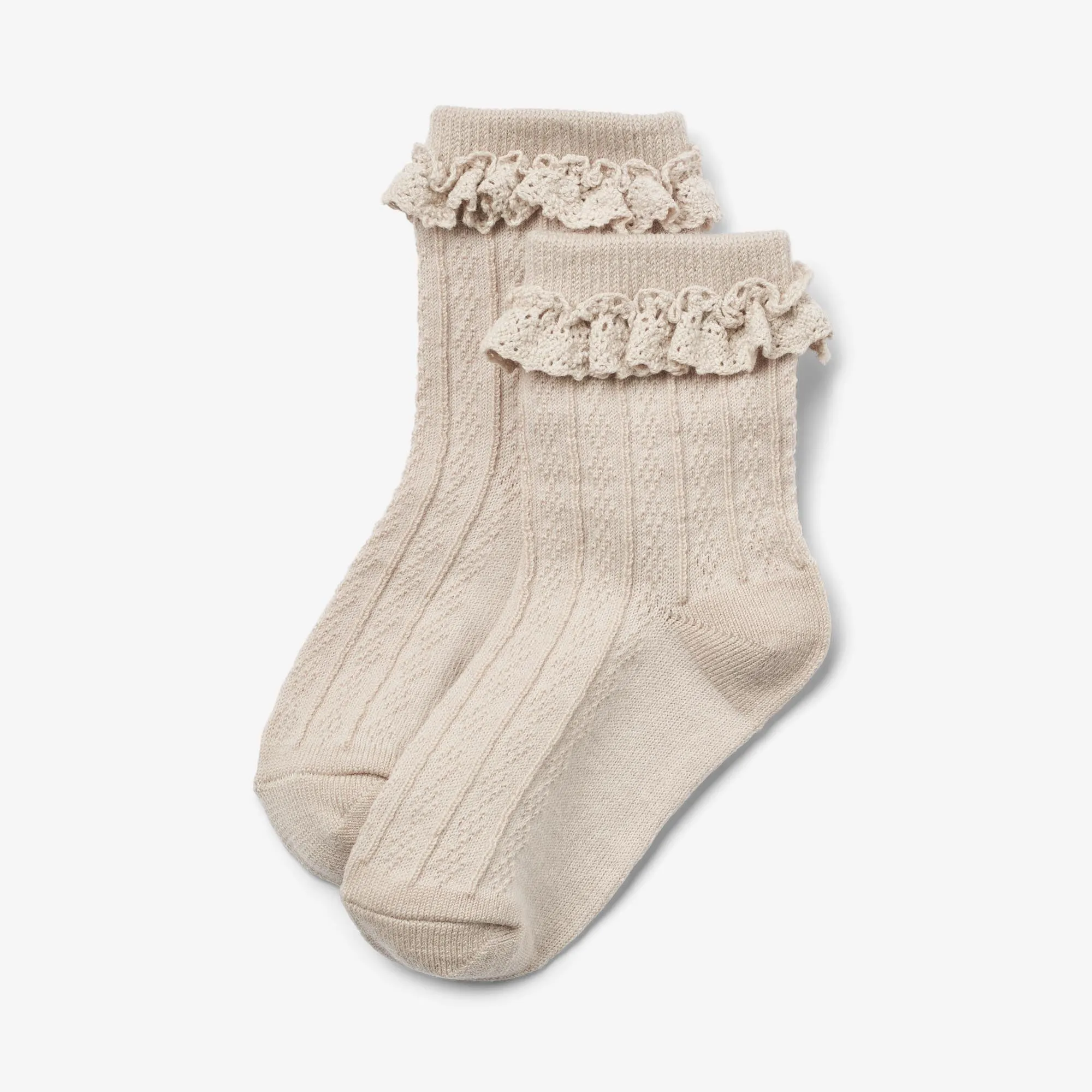 2 pk Wool Lace Socks Nora - dry rose