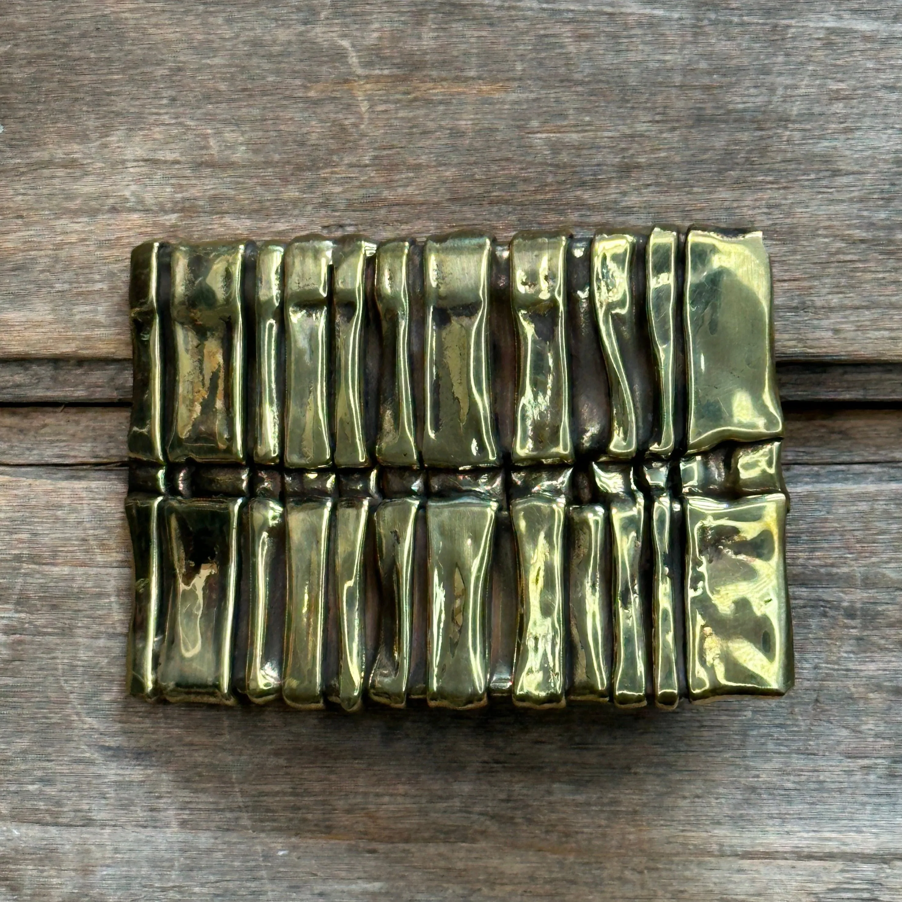 Abstract "Spine" David M. Bowman Brass Belt Buckle