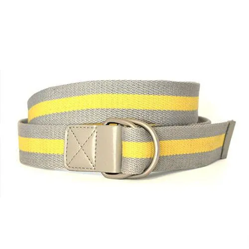 ADELIA - Womens Yellow D-Ring Stripe Belt