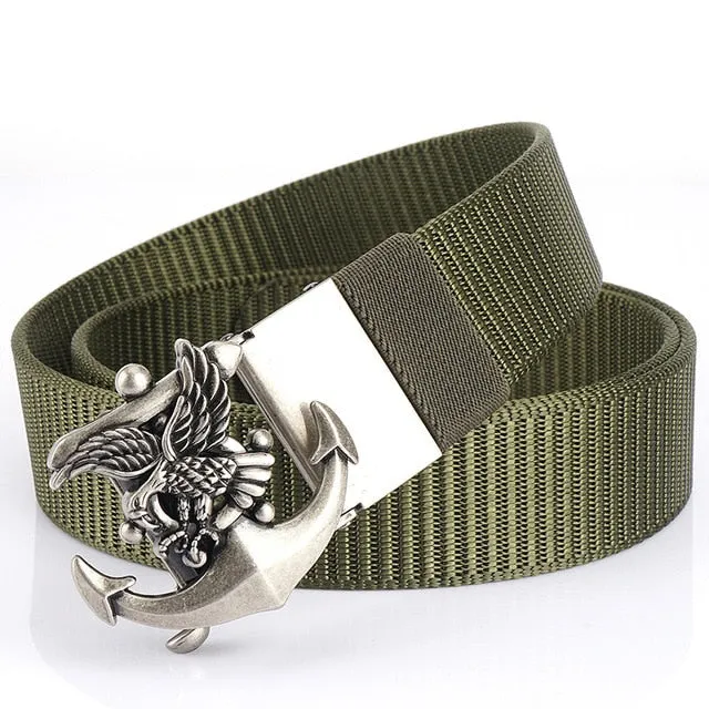 Anchor Eagle Metal Buckle Canvas Belt