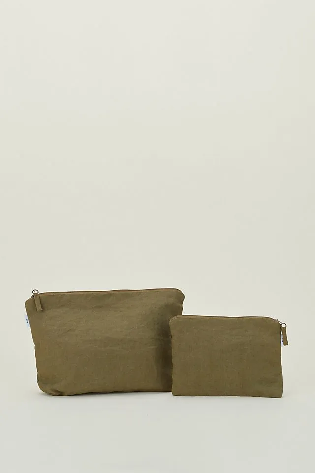 Anthropologie Hawkins New York Linen Zip Clutch, Green