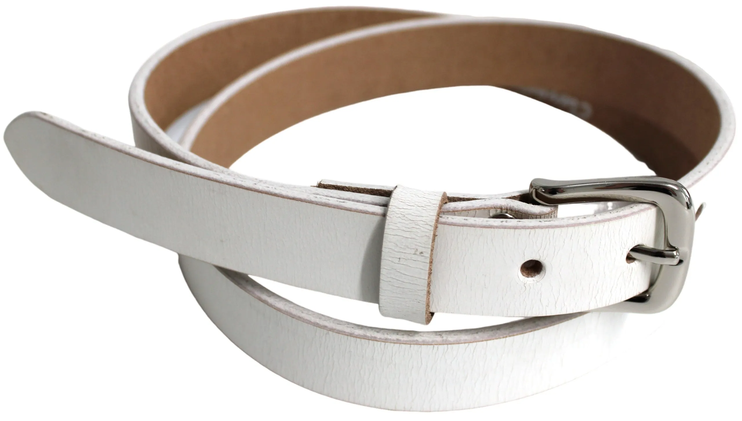 Australian made Genuine Leather Belt 25 mm Width. Colour: White.