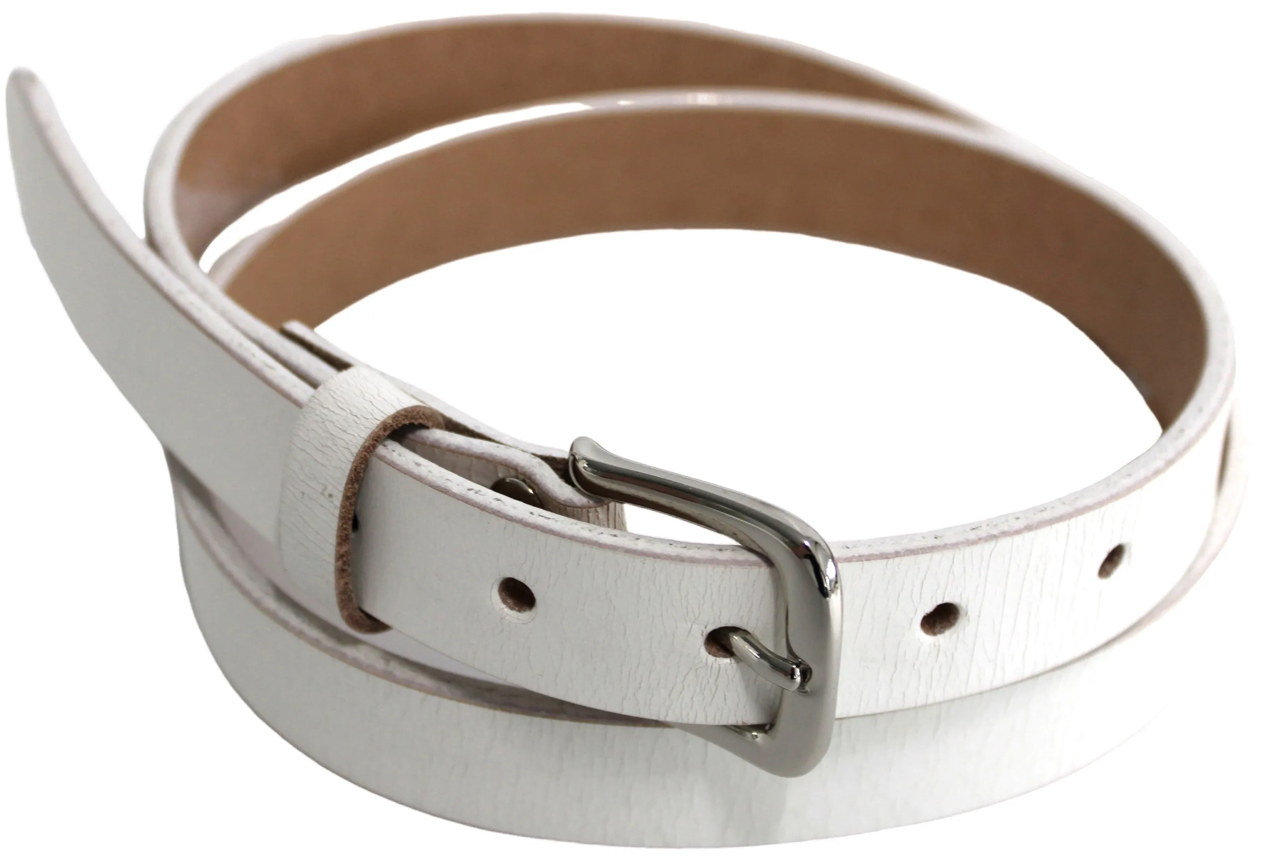 Australian made Genuine Leather Belt 25 mm Width. Colour: White.