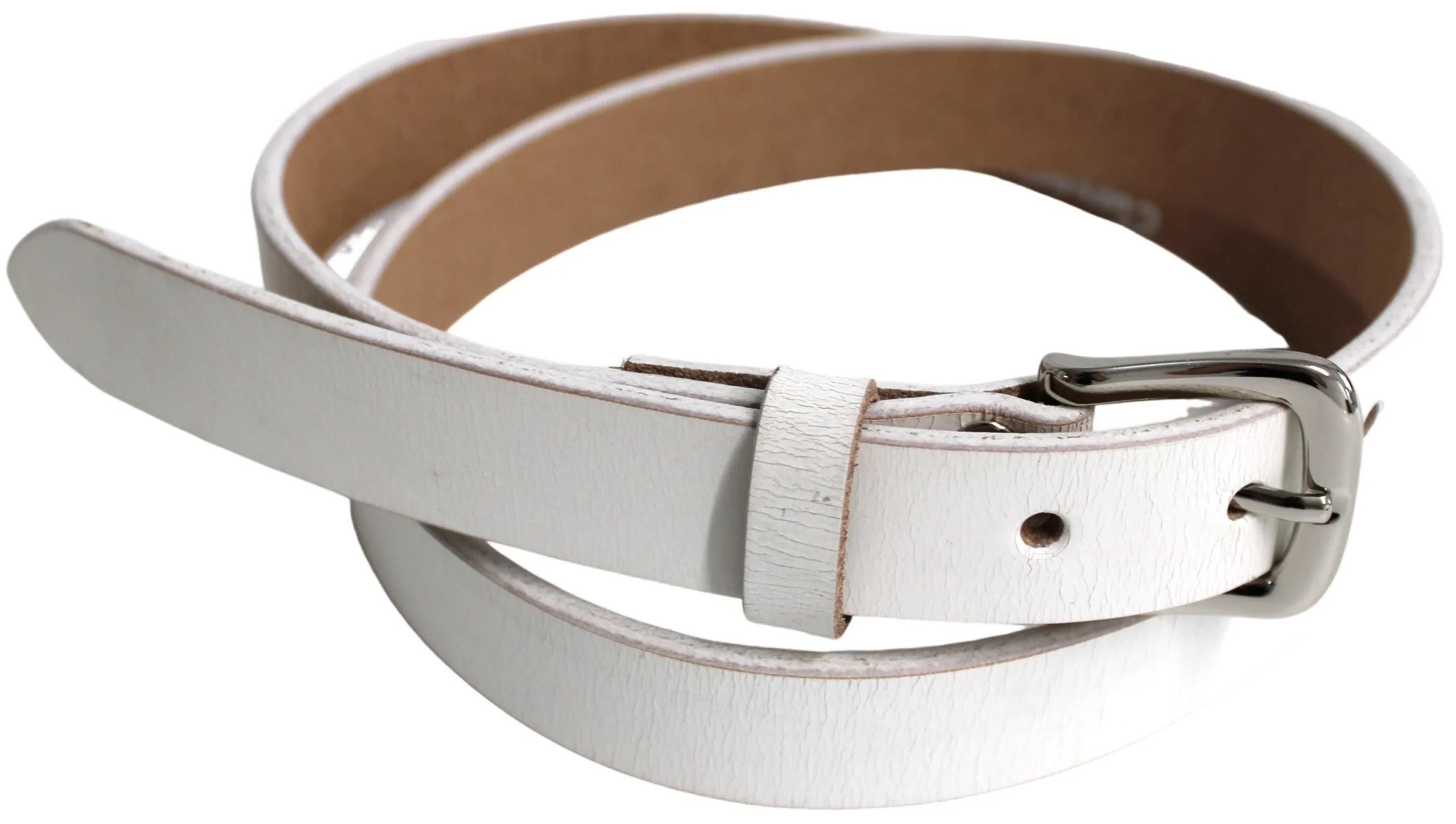 Australian made Genuine Leather Belt 25 mm Width. Colour: White.