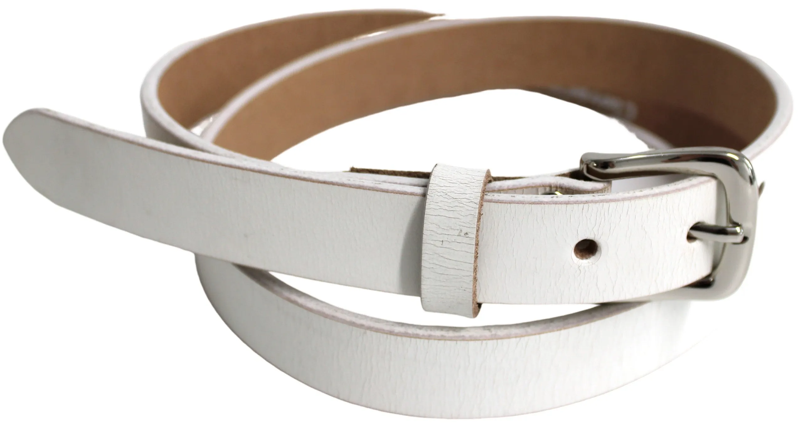 Australian made Genuine Leather Belt 25 mm Width. Colour: White.