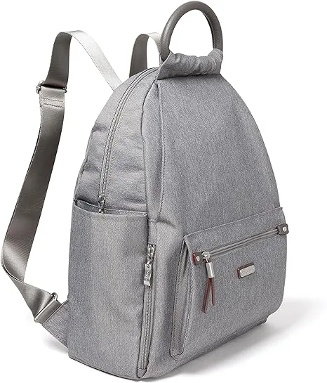 Baggallini New Classic Heritage All Day Backpack with RFID Phone Wristband grey