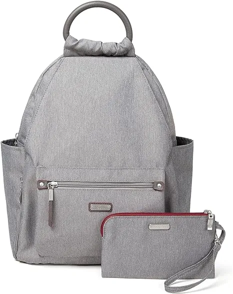 Baggallini New Classic Heritage All Day Backpack with RFID Phone Wristband grey