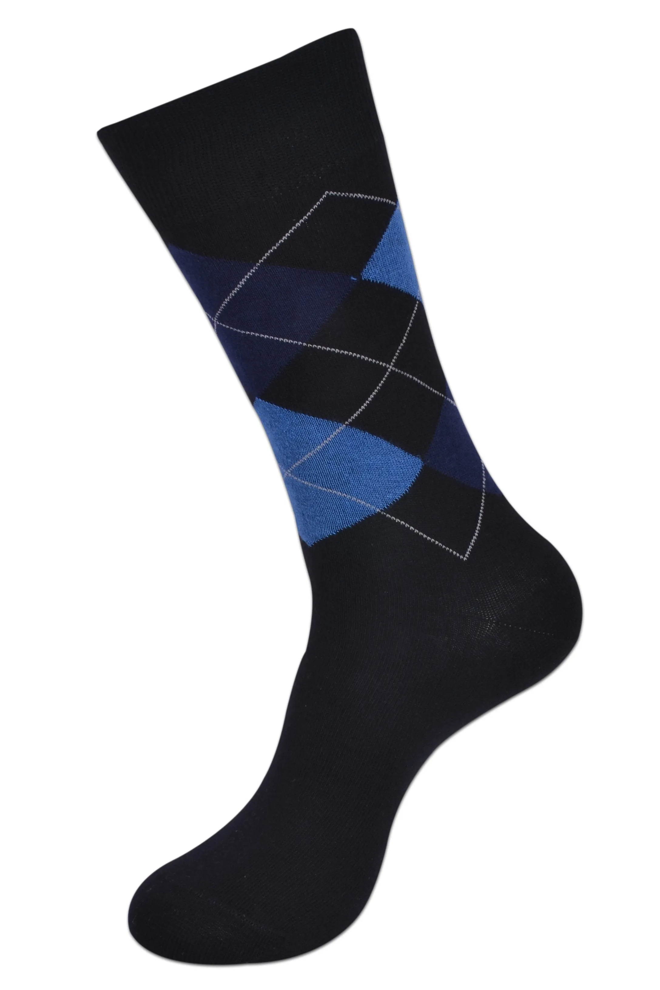 Balenzia Men's Classic Argyle Socks- (Pack of 3 Pairs/1U) (Black,White,Navy)