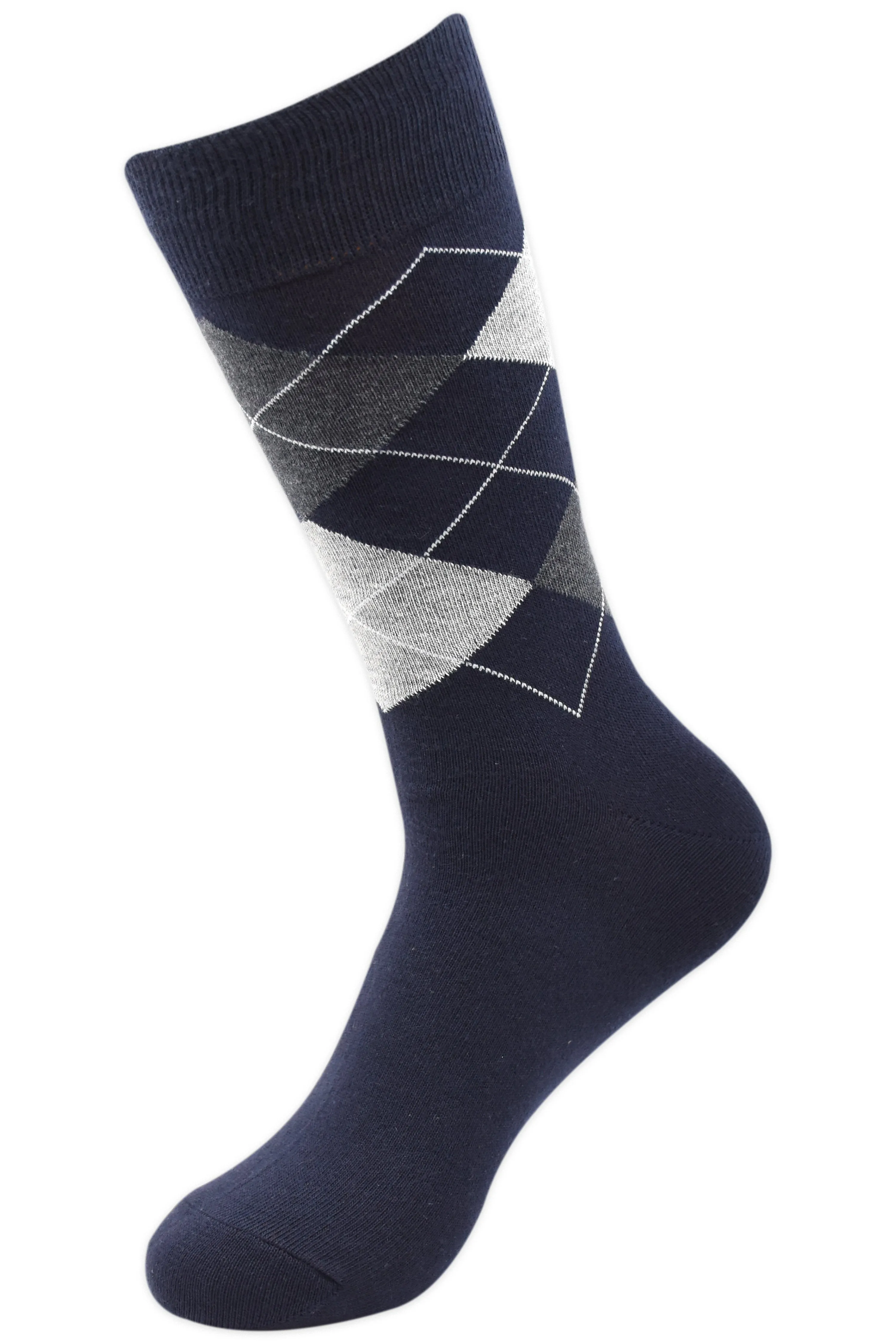 Balenzia Men's Classic Argyle Socks- (Pack of 3 Pairs/1U) (Black,White,Navy)