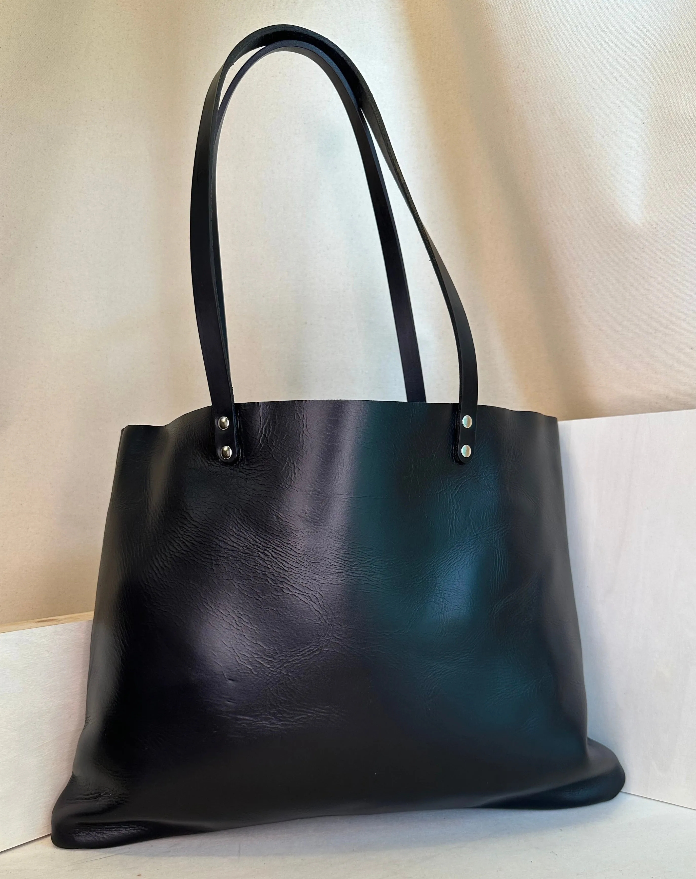 Black Portfolio Leather Tote Bag