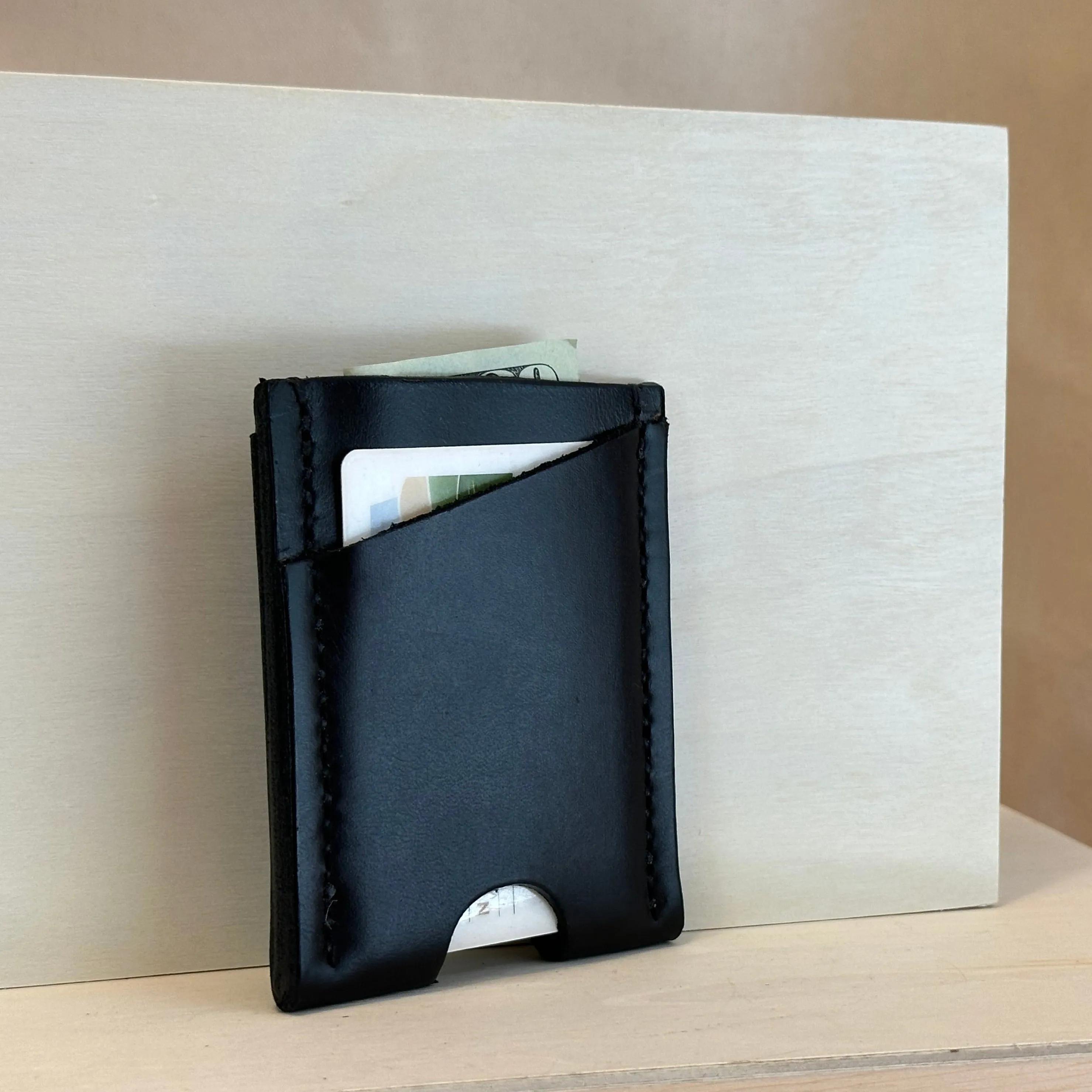 Black Vertical Leather Card Wallet