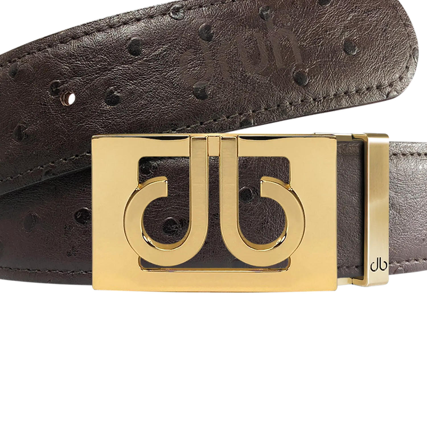 Brown Ostrich Textured Leather Strap with Buckle