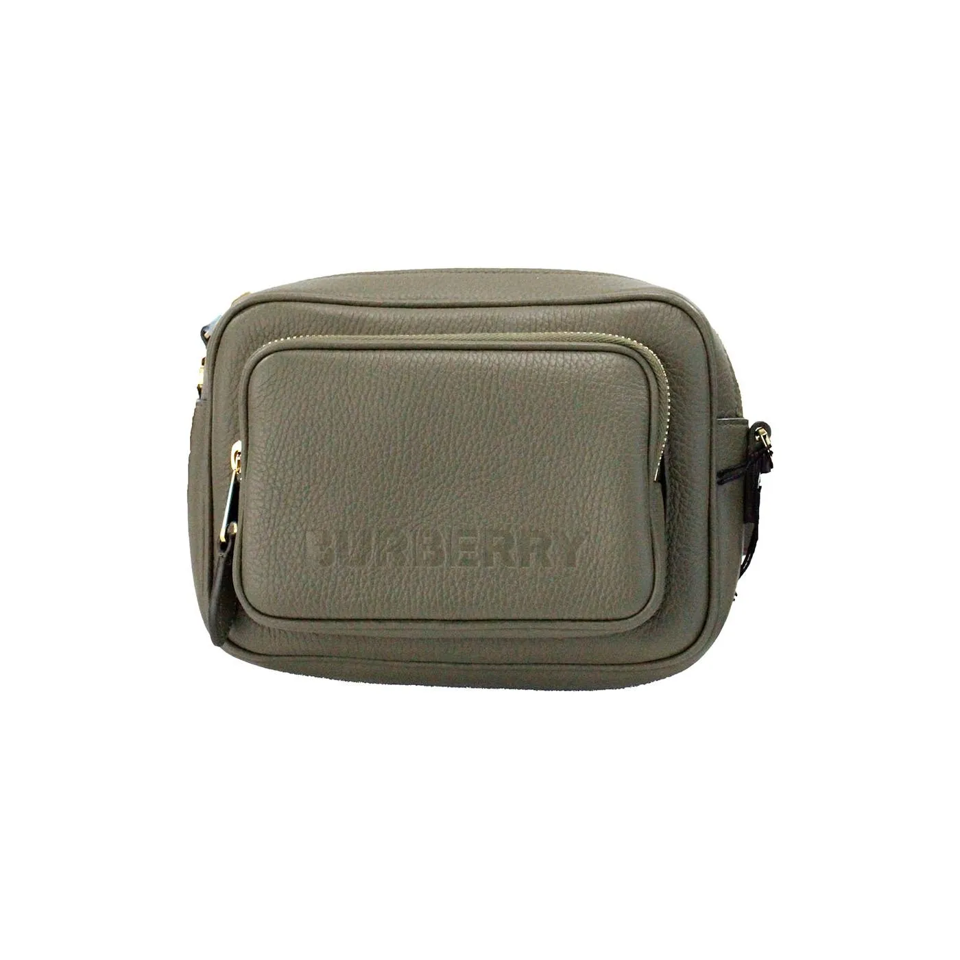 Burberry Small Branded Dark Fern Green Grainy Leather Camera Crossbody Bag