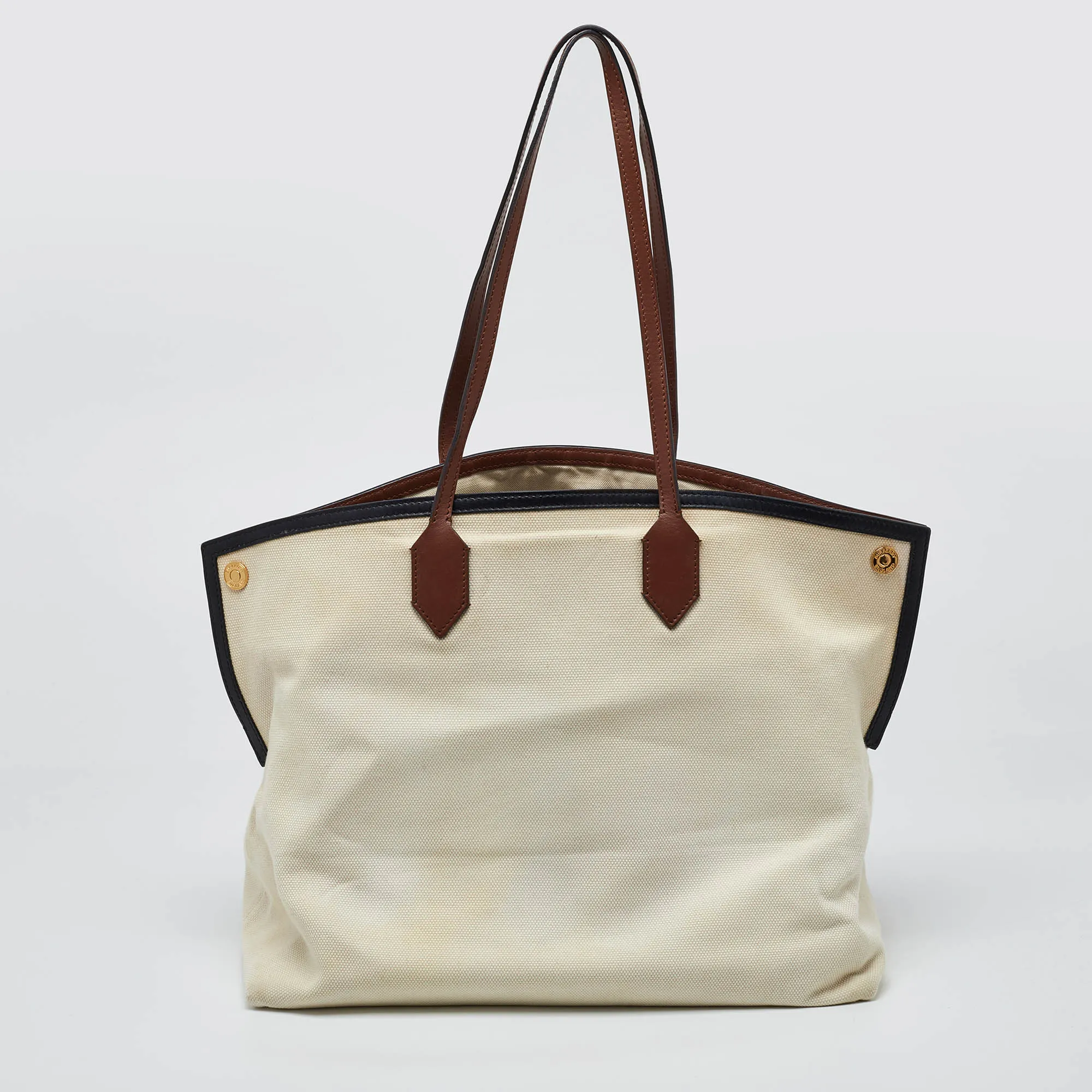 BURBERRY Tri Color Canvas and Leather Large Society Tote