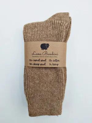 CAMELIA ~ Camel/Wool/Cotton/Hemp Sock. Natural. Undyed.