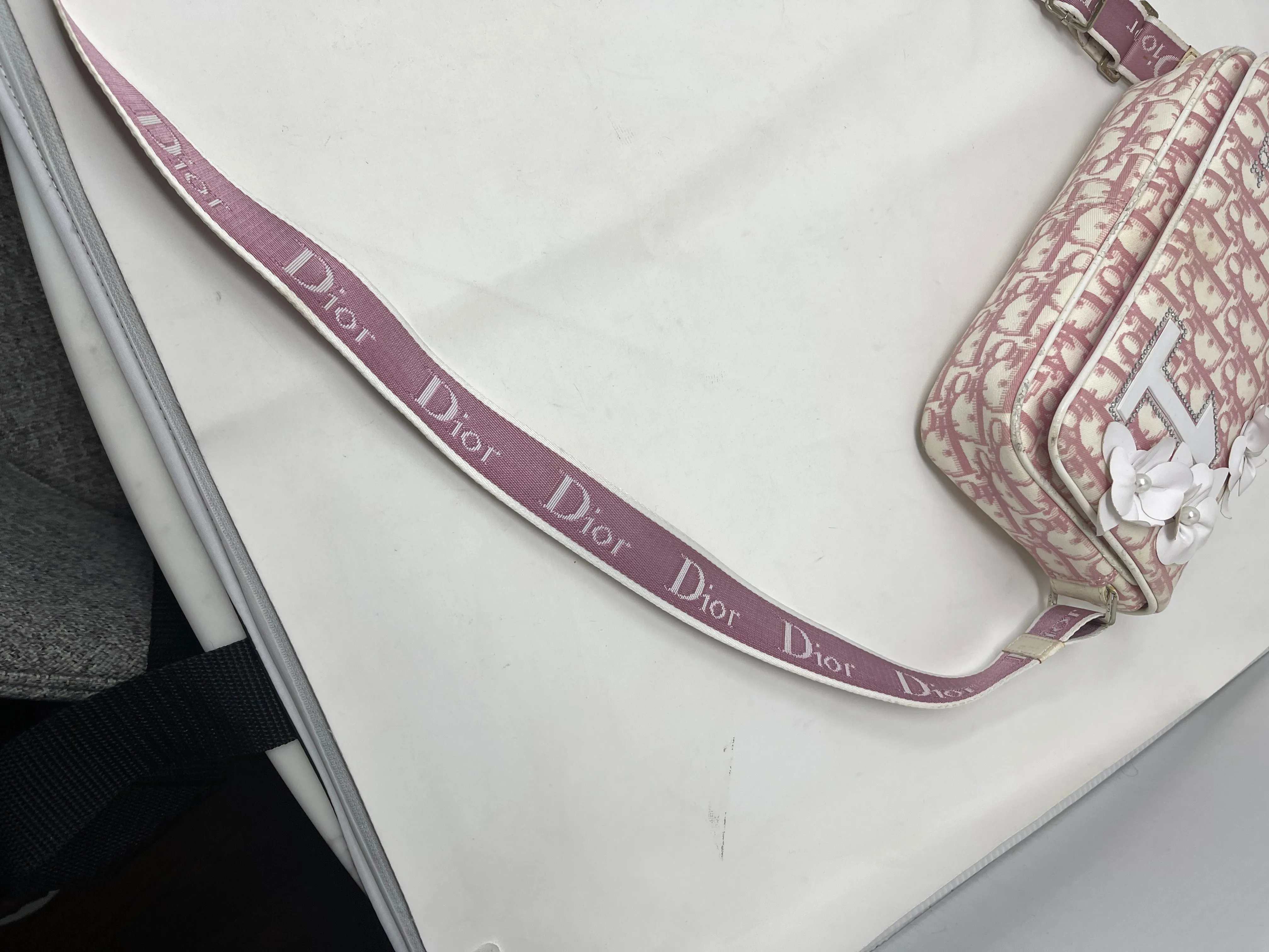 Christian Dior Pink Floral Trotter Oblique Crossbody Bag!