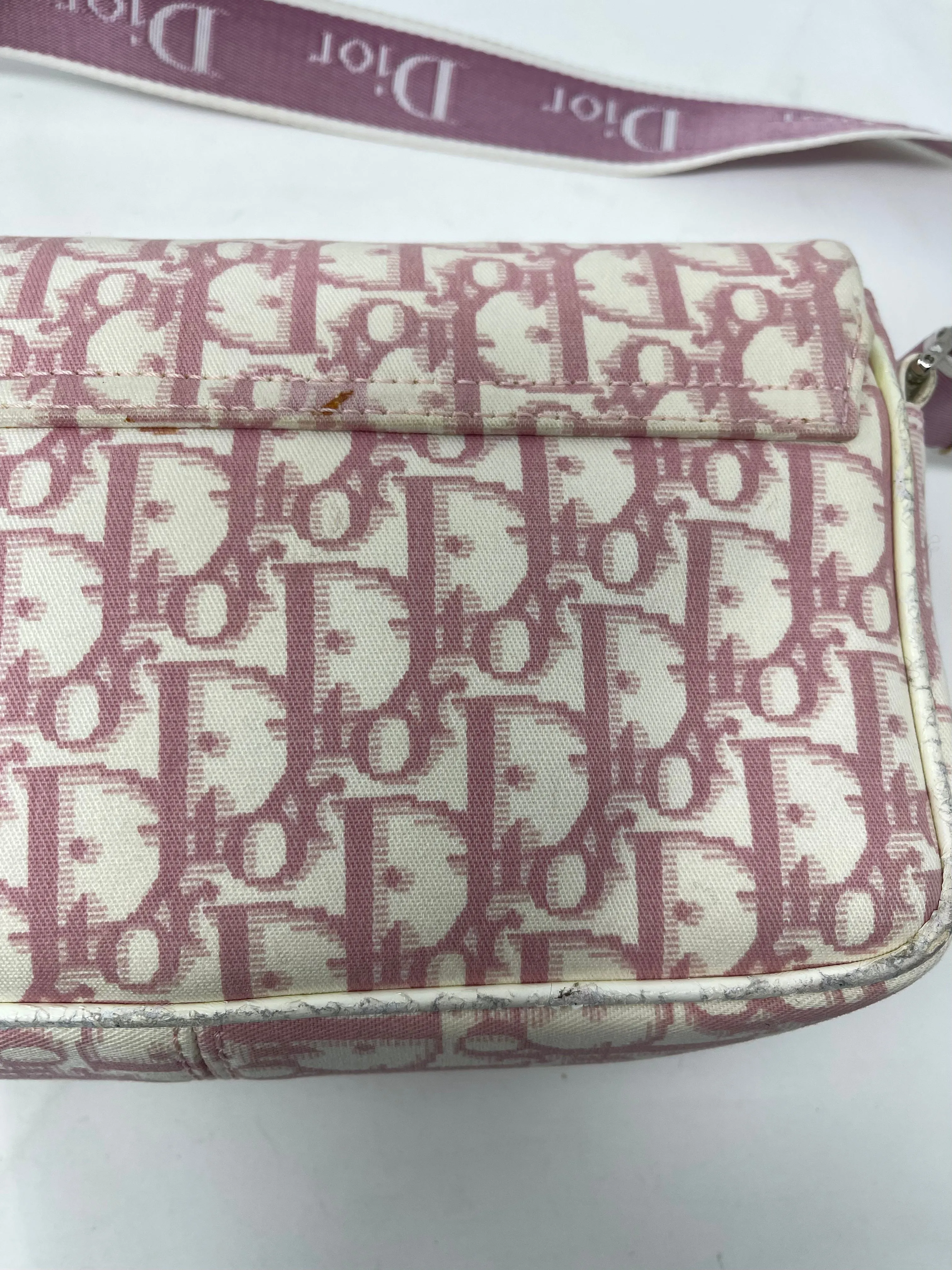 Christian Dior Pink Floral Trotter Oblique Crossbody Bag!