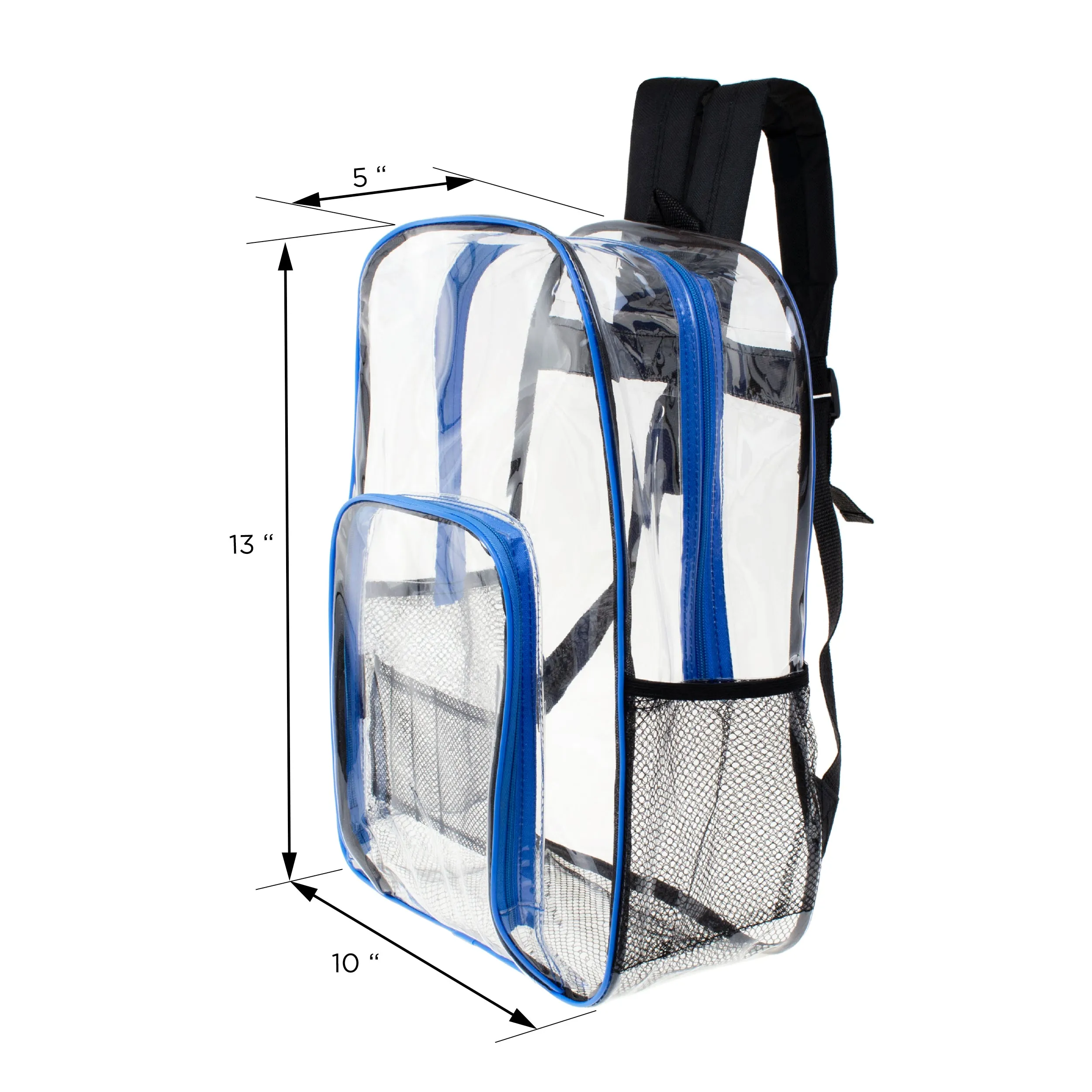 Clear Vinyl Piping Bulk 13'' Mini Backpacks - 5 Assorted Colors- Wholesale Case of 24 Bookbags