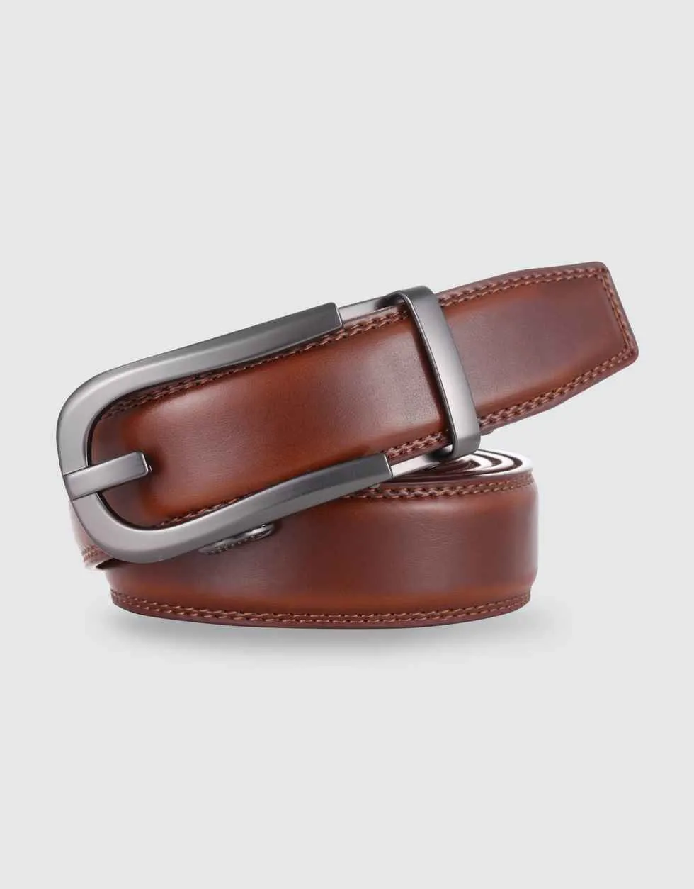 Curved Horseshoe Leather Ratchet Belt