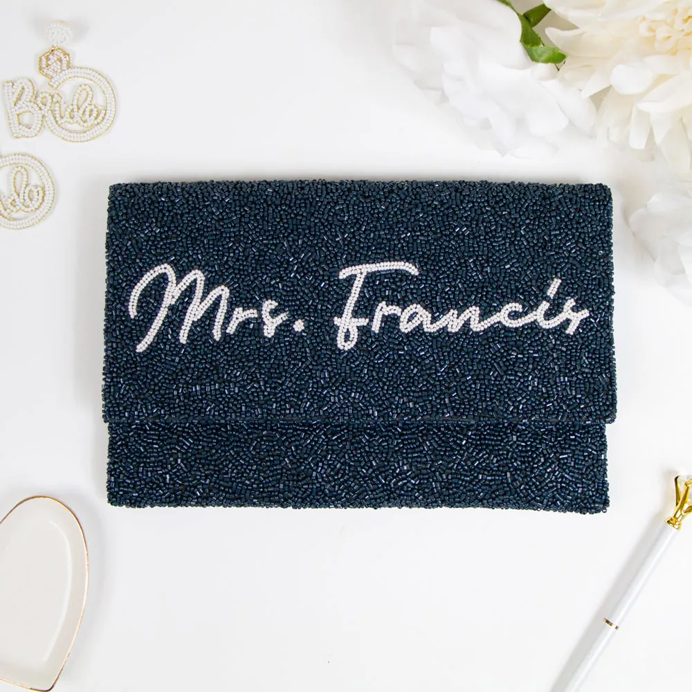 Customized Mrs. Last Name Wedding Clutch Purse (LHFC)