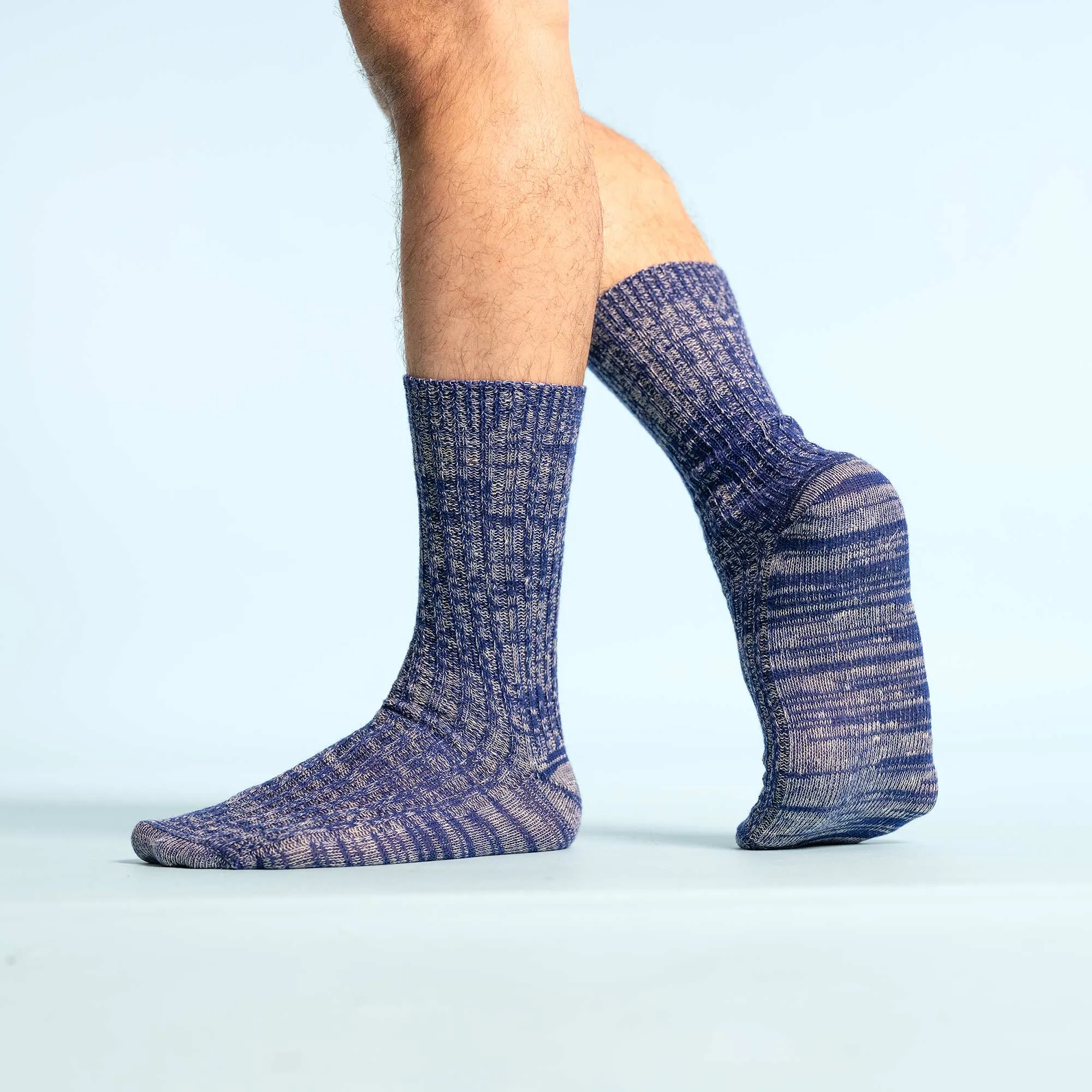 DEERVALLEY Elastic-free Organic Linen - Merino Wool Socks (No Polyester, No Latex, No Spandex, No Nylon, No Polyamide, No Plastic) (100% Biodegradable)