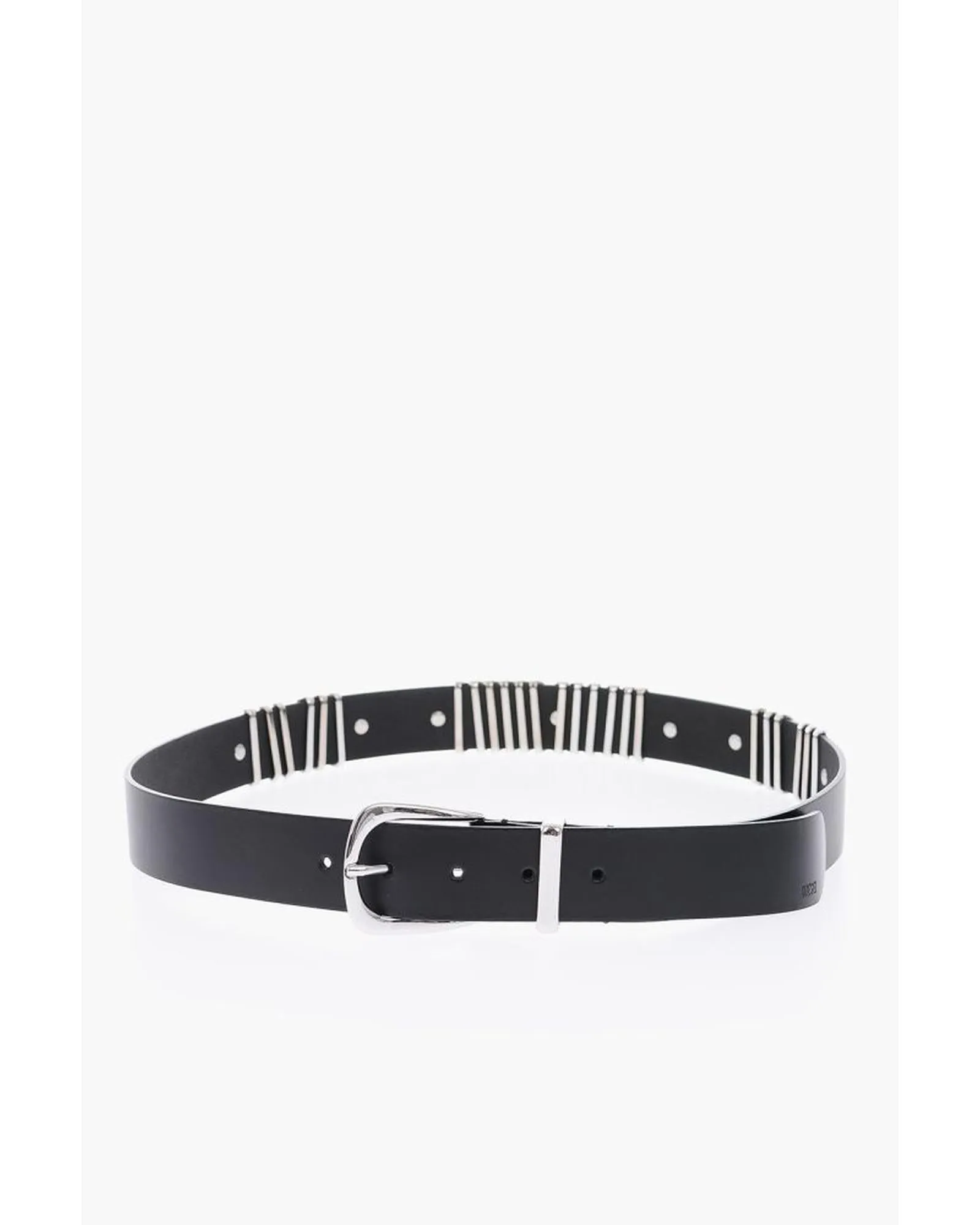 Diesel Black Leather Belt with Silver Studs