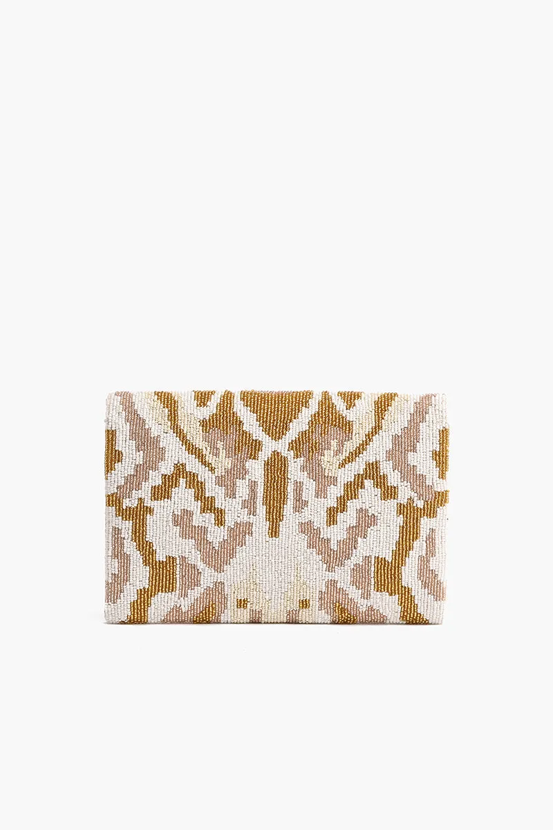 Embellished Envelope Clutch Natural