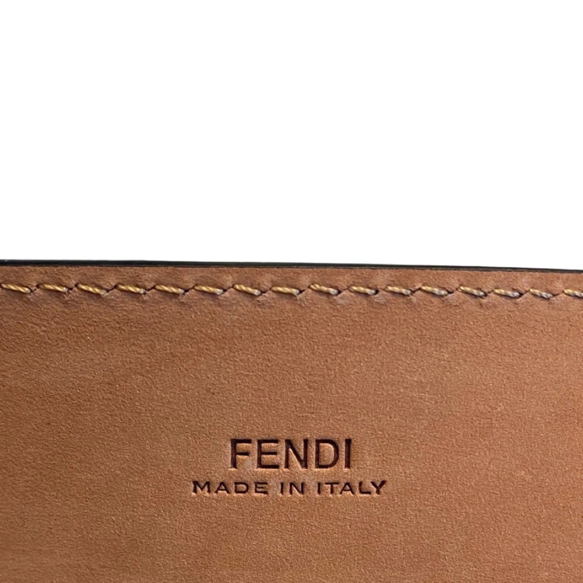 Fendi Mens Black Smooth Calf Leather Gold Logo Buckle 110