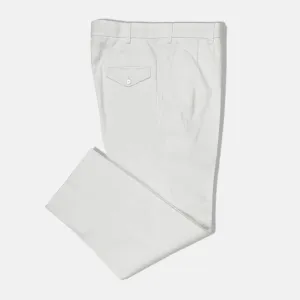 Flat Front Military Trouser in Natural White Canvas