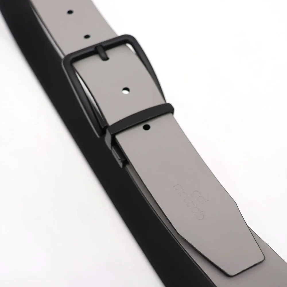 Gai Mattiolo Smooth Reversible Leather Belt, Pure Black Pin Buckle, Genuine Leather, Double Side