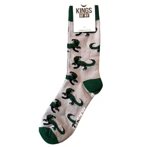 Grey T-Rex Dinosaur Mens Cotton Socks