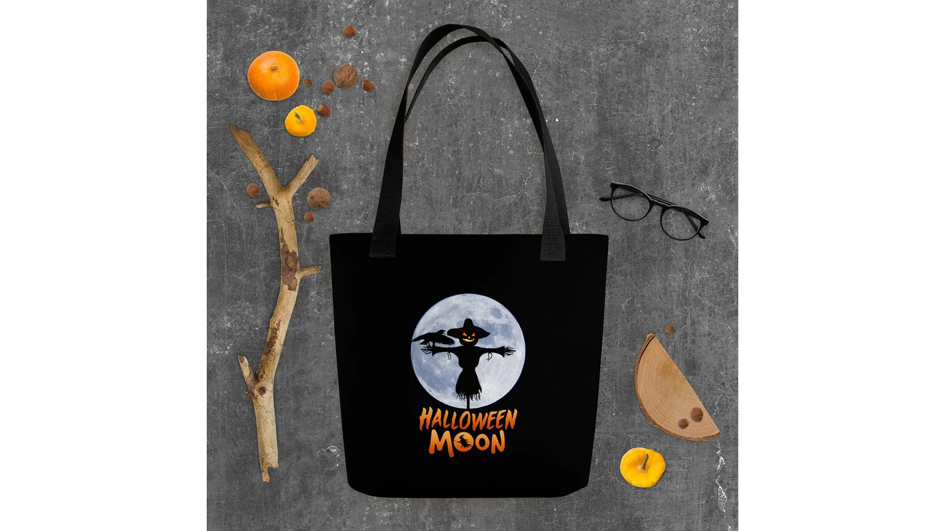 Halloween Moon Scarecrow Tote Bag