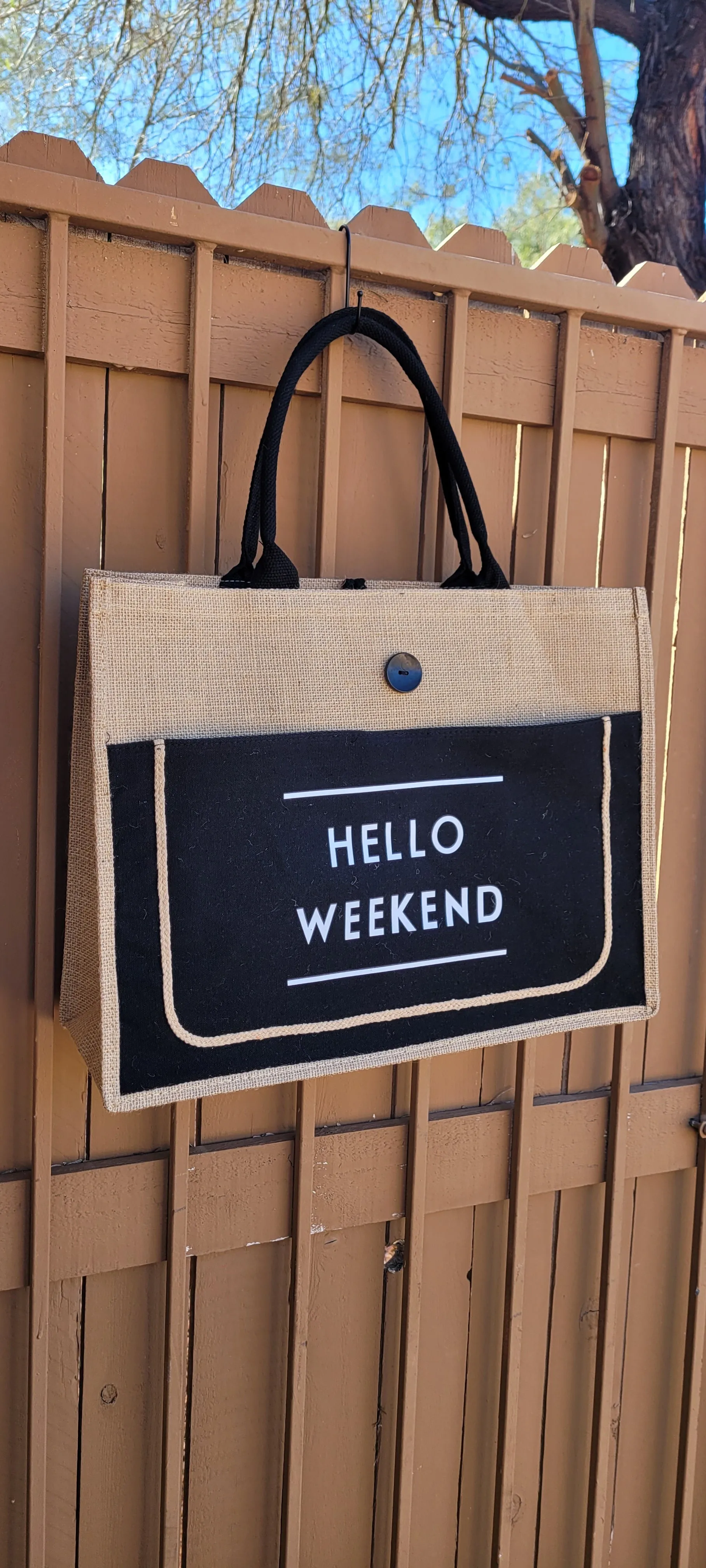 Hello Weekend Tote Bag - Black - FINAL SALE