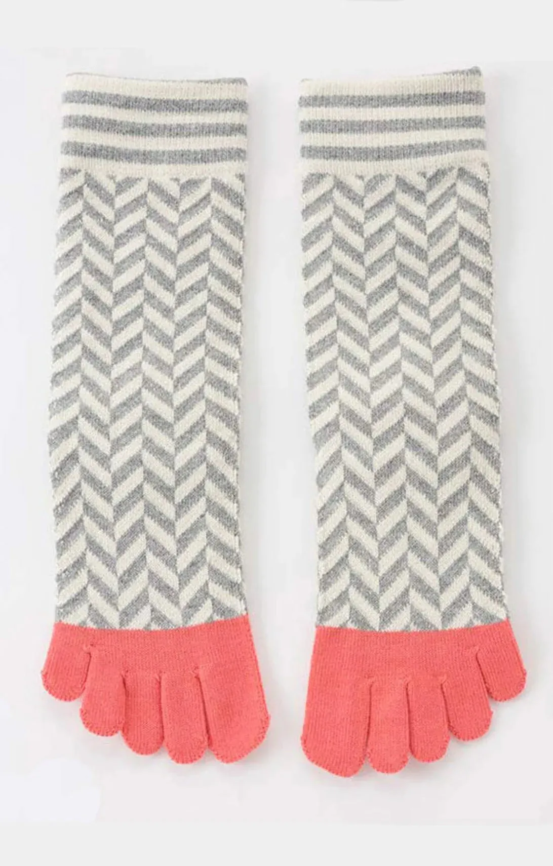 Herringbone Midcalf Toe Grip Socks With *Power Pads*