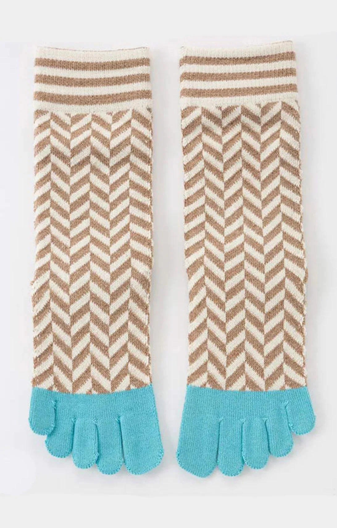 Herringbone Midcalf Toe Grip Socks With *Power Pads*