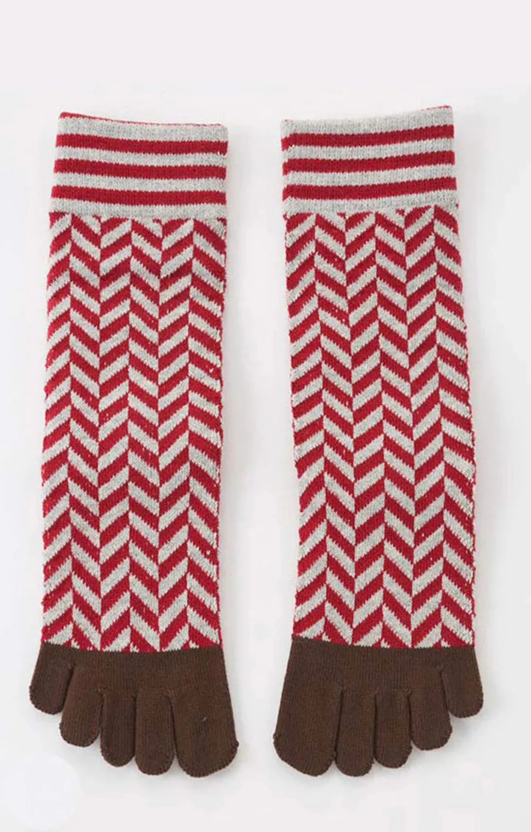 Herringbone Midcalf Toe Grip Socks With *Power Pads*