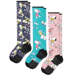 Live Laugh Snoopy Compression Socks Bundle 3-Pack