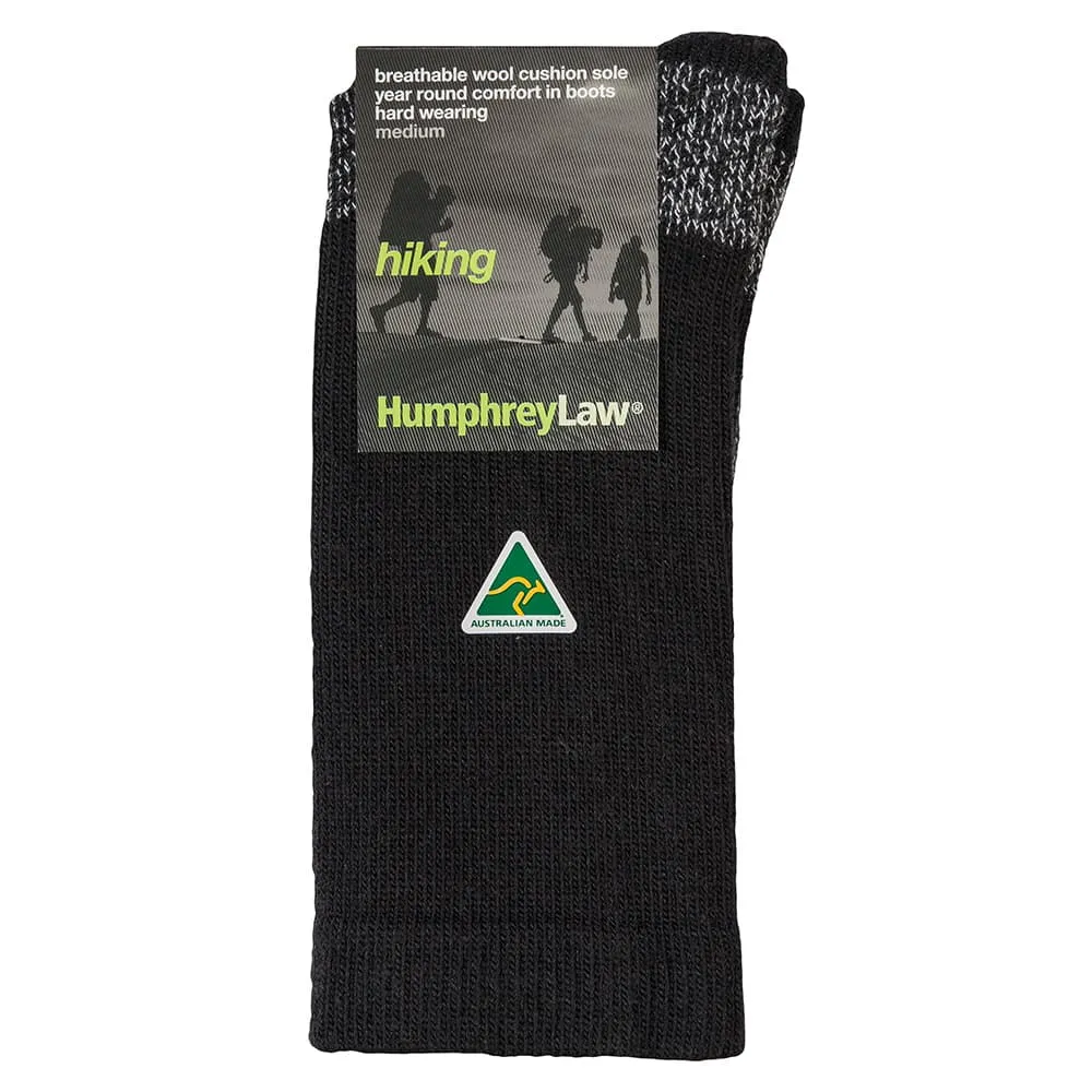 Merino Wool Hiking Socks with Coolmax in Black - Aussie Made