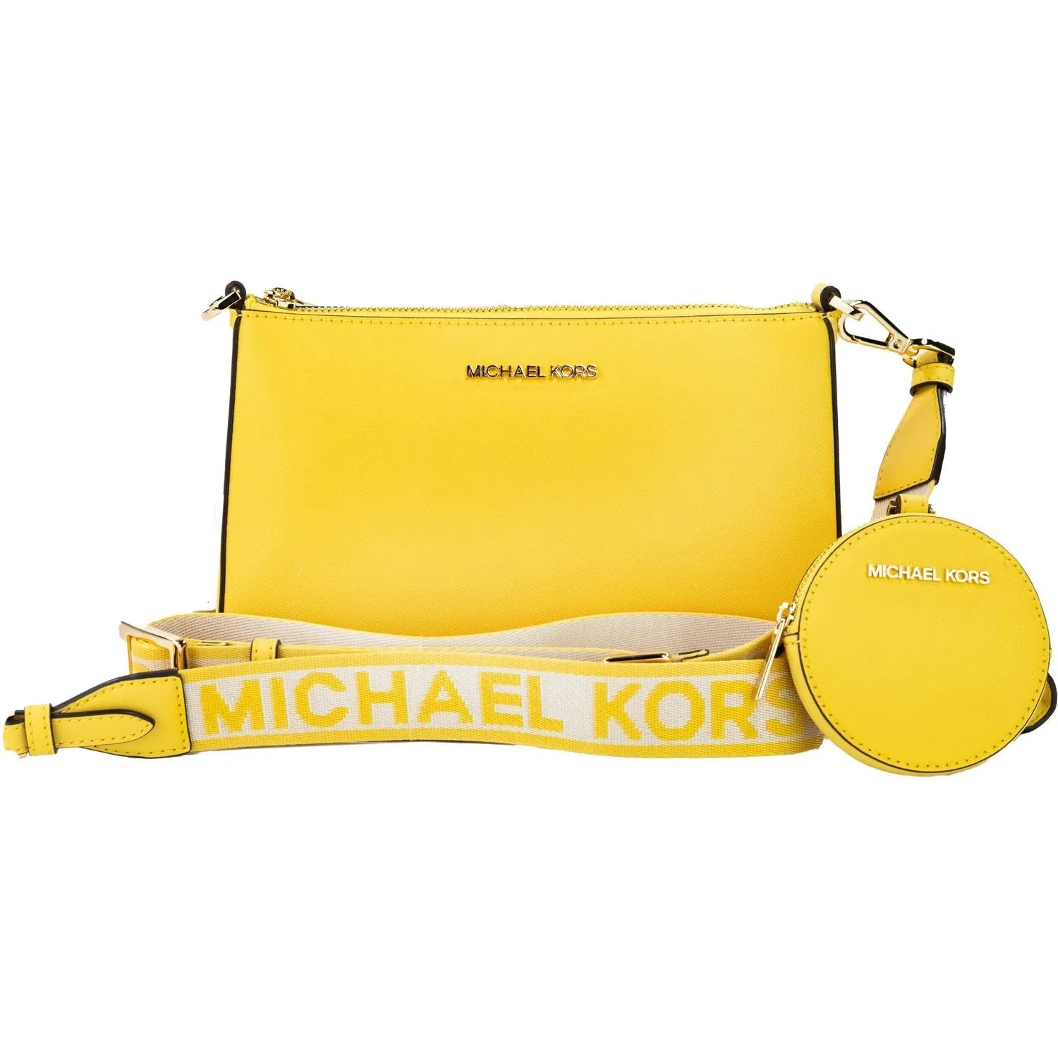 Michael Kors Jet Set Daffodil Vegan Crossbody Tech Attachment Bag Purse