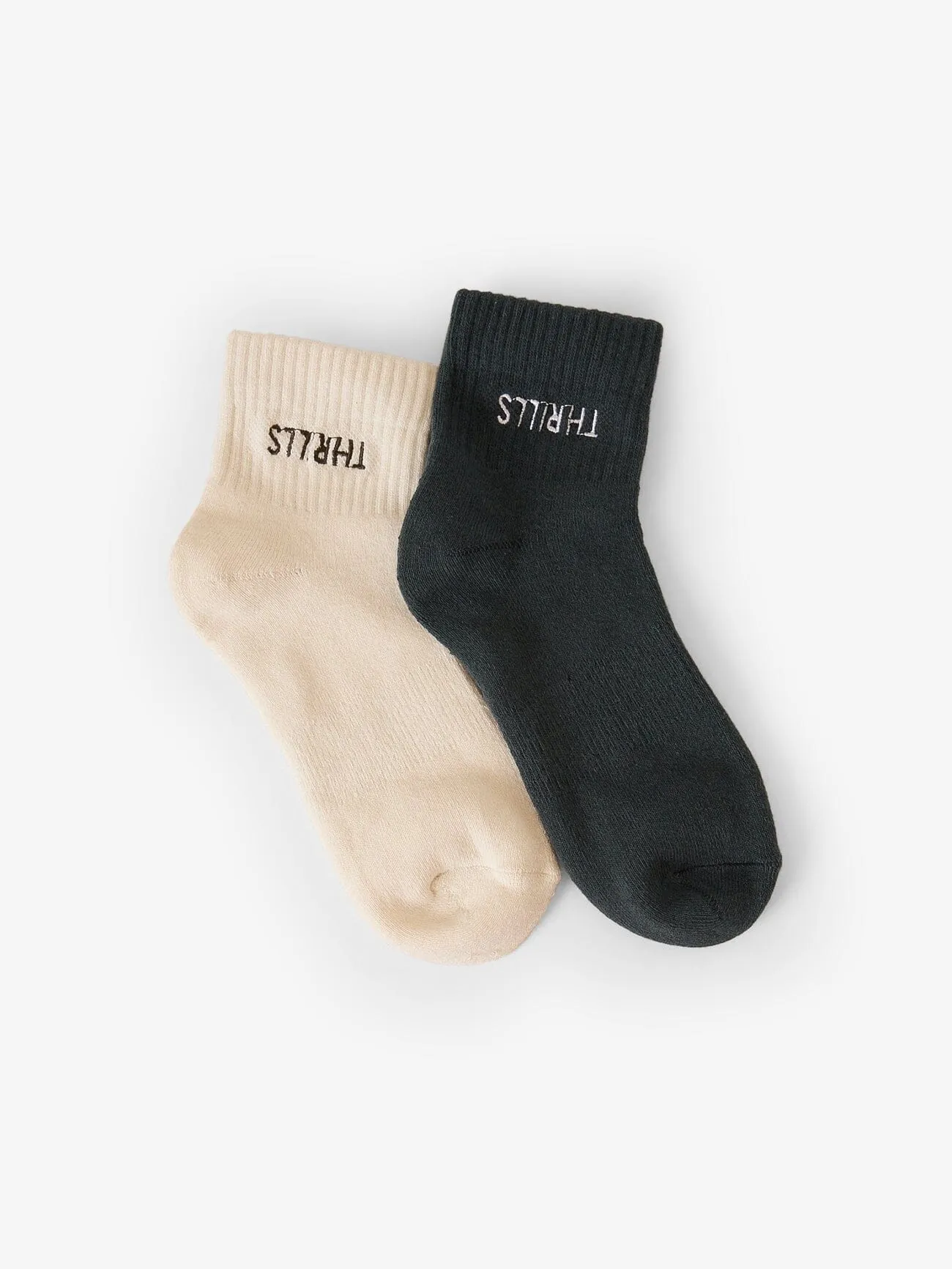 Minimal Thrills 2 Pack Sock - Heritage White - Dark Slate