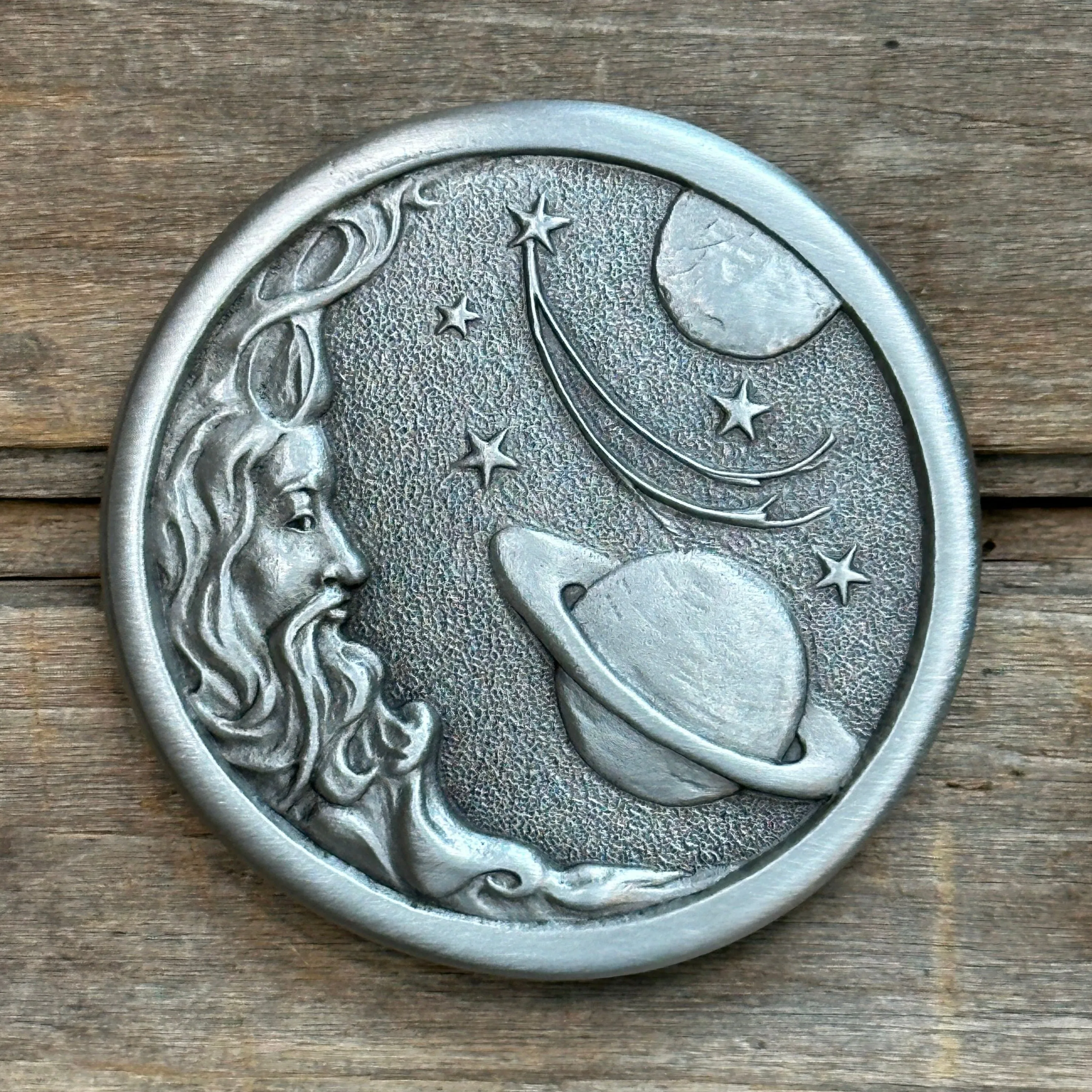 Pewter Moon Man in Space Indiana Metal Craft Belt Buckle