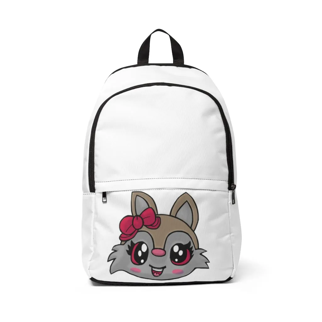 Pink Bow Brown Kitty Unisex Fabric Backpack