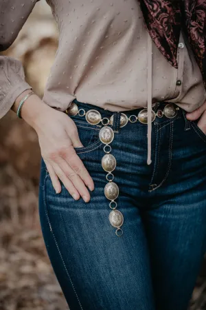 'Reyna' Stamped Nickle Concho Belt