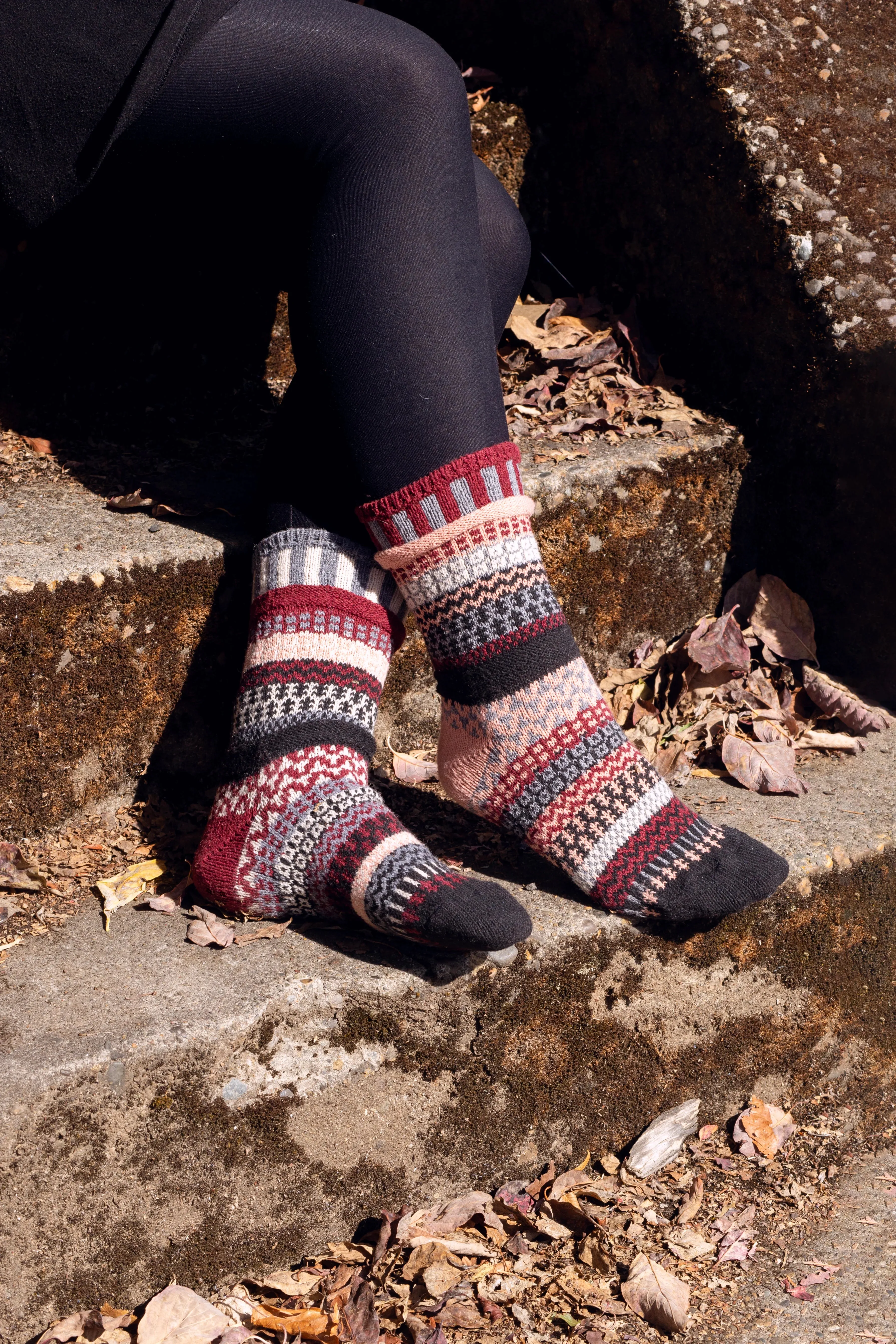 Rosewood Recycled Wool Mix Crew Socks