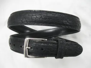 Shrunken American Bison Stitched, Feather-Edged Leather Belt