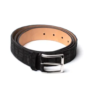 Simonnot Godard Black Nubuck Crocodile Belt