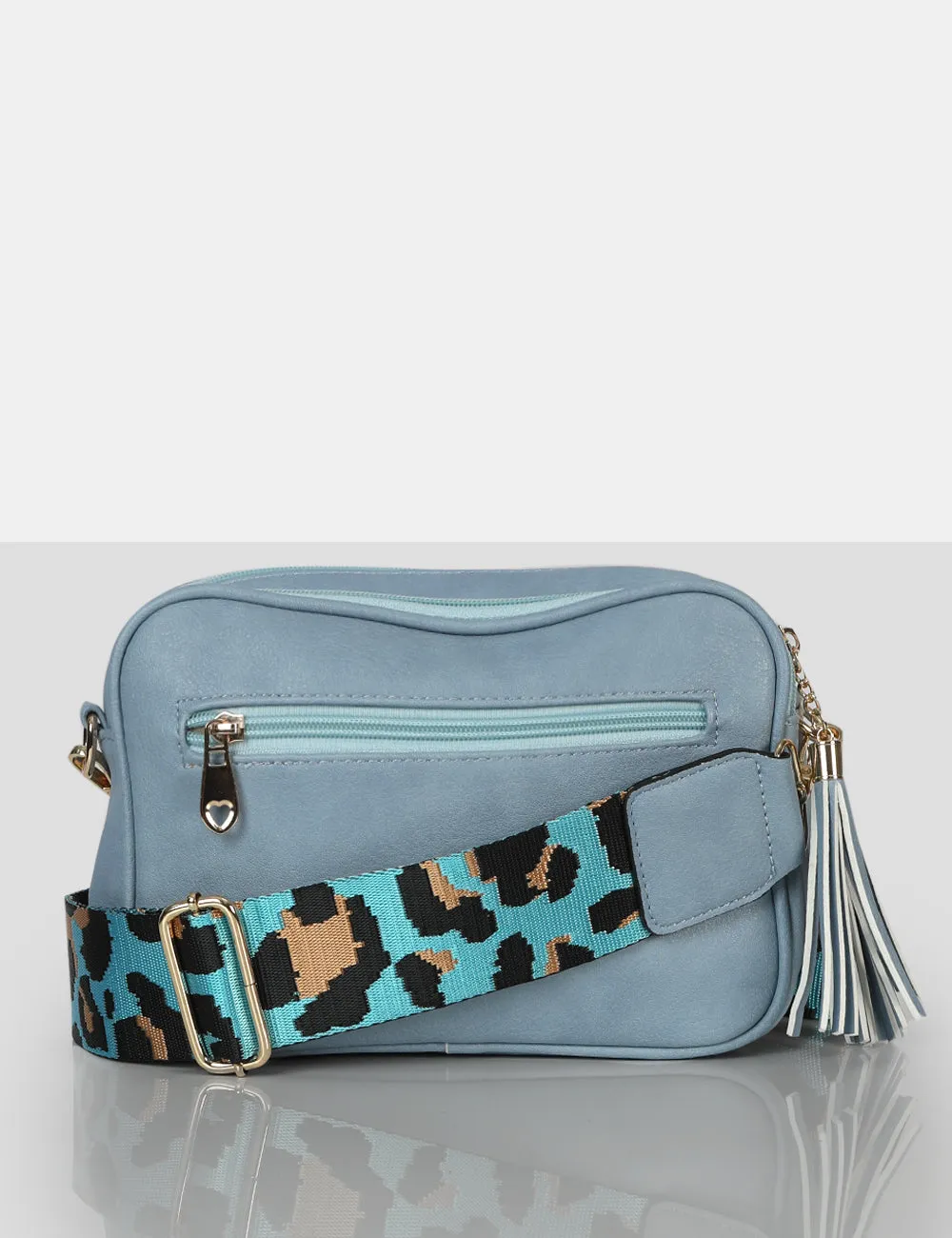 The Casey Baby Blue Animal Print Strap Zip Up Crossbody Bag