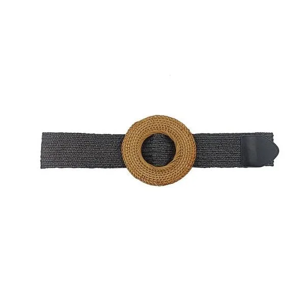 Tighten Up Modern Straw Belt Wide Round Buckle