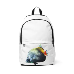 White Black Fish Unisex Fabric Backpack