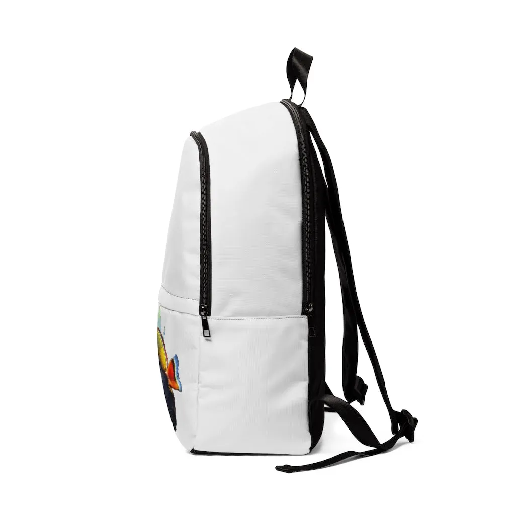 White Black Fish Unisex Fabric Backpack